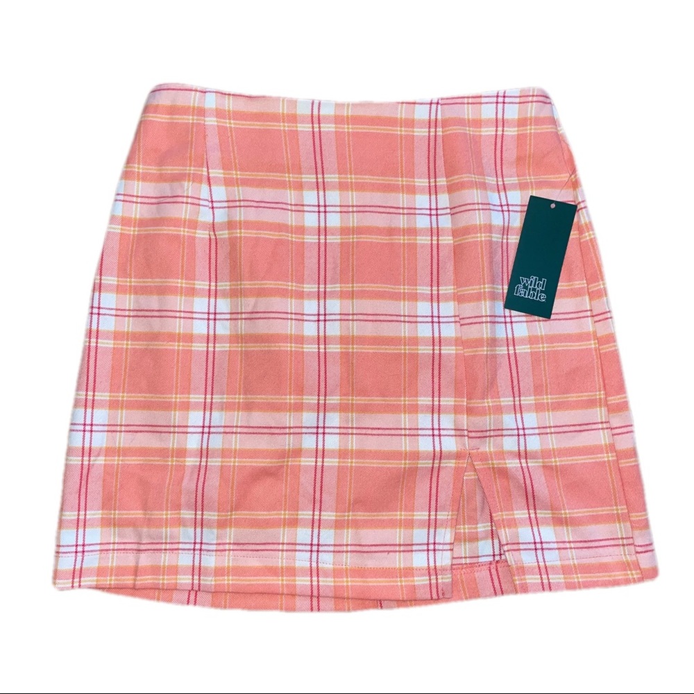 NWT wild fable orange and pink plaid skirt, size M
